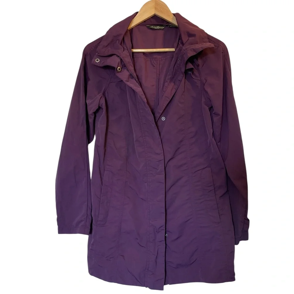 EDDIE BAUER Purple Hooded Drawstring Waist Lightweight Rain Jacket Coat - Small - Picture 1 of 16